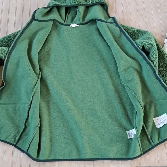 Land's End Fleece Sherpa Oversized Unisex Zipped Chunky Hooded Sweater Jacket - Picture 7 of 9